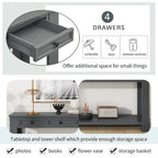 Console Table for Entryway Hallway Sofa Table with Storage Drawers and Bottom Shelf