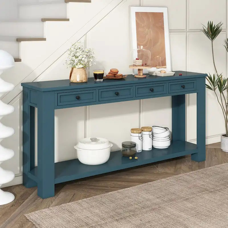 Console Table for Entryway Hallway Sofa Table with Storage Drawers and Bottom Shelf