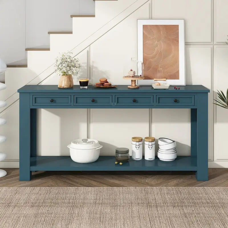 Console Table for Entryway Hallway Sofa Table with Storage Drawers and Bottom Shelf