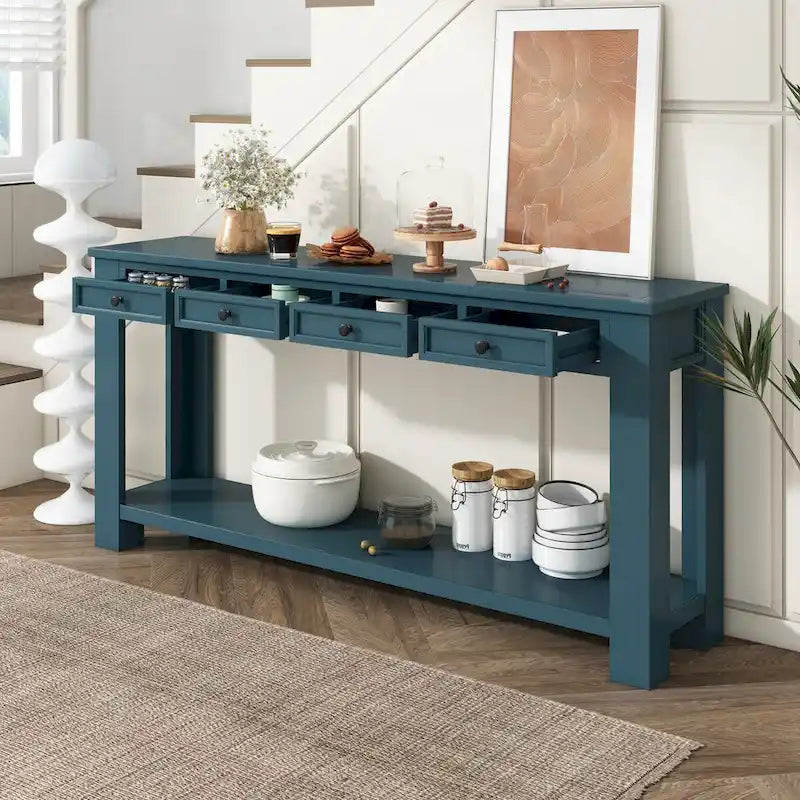 Console Table for Entryway Hallway Sofa Table with Storage Drawers and Bottom Shelf