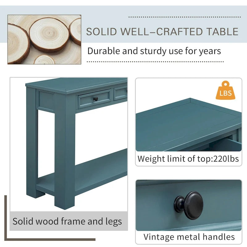 Console Table for Entryway Hallway Sofa Table with Storage Drawers and Bottom Shelf