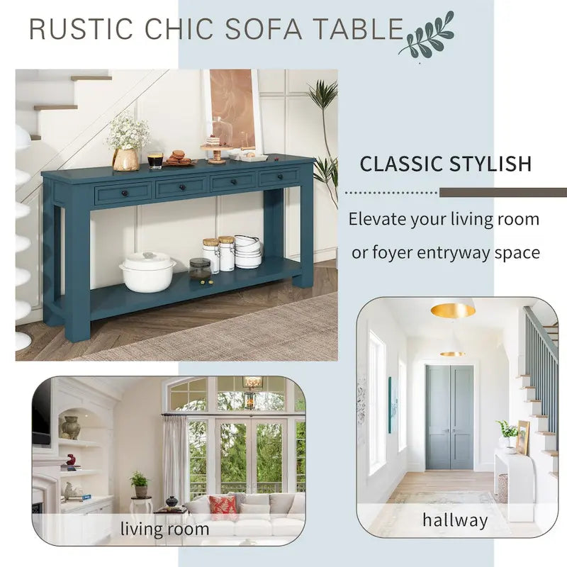 Console Table for Entryway Hallway Sofa Table with Storage Drawers and Bottom Shelf