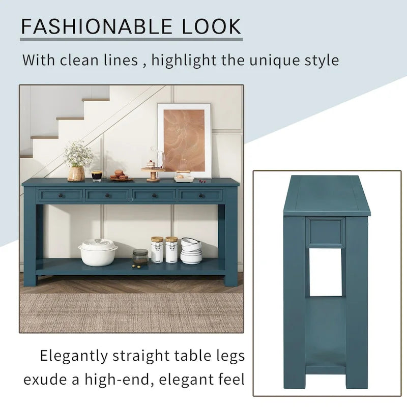 Console Table for Entryway Hallway Sofa Table with Storage Drawers and Bottom Shelf