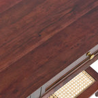 Acacia Wood Console Table with Cane Shelf
