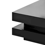 High Gloss Minimalist Design with LED Lights, 2-Tier Square Coffee Table, Center Table for Living Room