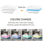 High Gloss Minimalist Design with LED Lights, 2-Tier Square Coffee Table, Center Table for Living Room