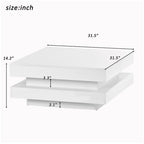 High Gloss Minimalist Design with LED Lights, 2-Tier Square Coffee Table, Center Table for Living Room