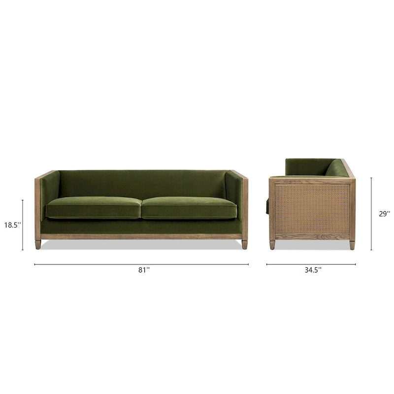 Georgia 81 Oak Wood & Rattan Sofa