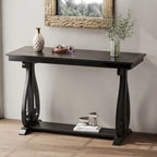 48-Inch Rustic Vintage Console Table --- Farmhouse Style Entryway Table with Open Shelf and Sturdy Construction