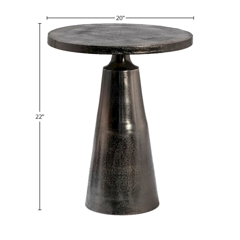 Jett 20 Round Aluminum Black Nickel Pedestal Base Side Table