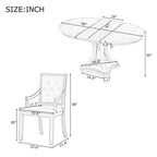 5-Piece Dining Set Extendable Round Dining Table and 4 Upholstered Back Chairs for Kitchen Dining Room