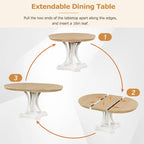5-Piece Dining Set Extendable Round Dining Table and 4 Upholstered Back Chairs for Kitchen Dining Room