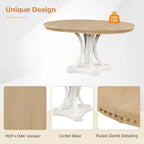 5-Piece Dining Set Extendable Round Dining Table and 4 Upholstered Back Chairs for Kitchen Dining Room