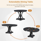 5-Piece Dining Set Extendable Round Dining Table and 4 Upholstered Back Chairs for Kitchen Dining Room