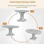 5-Piece Dining Set Extendable Round Dining Table and 4 Upholstered Back Chairs for Kitchen Dining Room