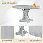 5-Piece Dining Set Extendable Round Dining Table and 4 Upholstered Back Chairs for Kitchen Dining Room