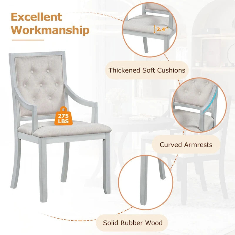 5-Piece Dining Set Extendable Round Dining Table and 4 Upholstered Back Chairs for Kitchen Dining Room