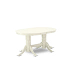 East West Furniture Dining Set- an Oval Dining Table and Wood Seat Chairs, Linen White(Pieces Options)