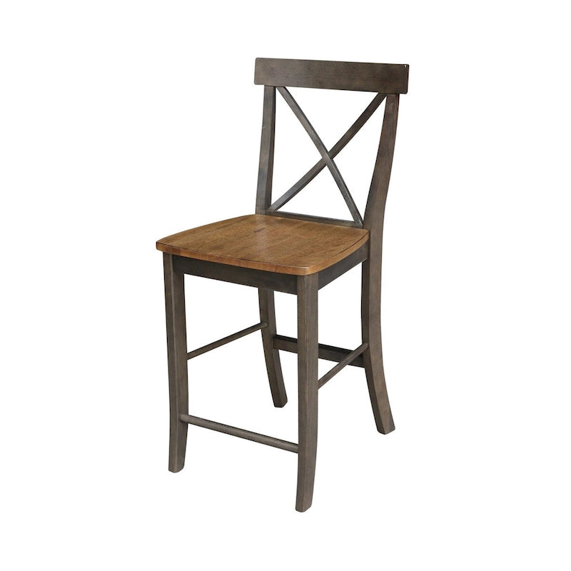 36 Round Counter Height Table With 2 X-Back Stools - 3 Piece Set