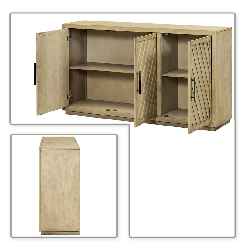Classic Vintage Wooden Sideboard with Adjustable Internal Shelves