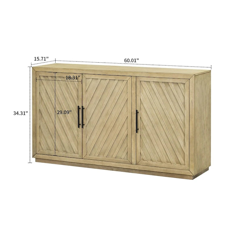 Classic Vintage Wooden Sideboard with Adjustable Internal Shelves