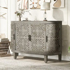 Accent Storage Cabinet Sideboard Wooden Cabinet with Antique Pattern Doors for Hallway, Entryway, Living Room