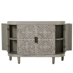 Accent Storage Cabinet Sideboard Wooden Cabinet with Antique Pattern Doors for Hallway, Entryway, Living Room