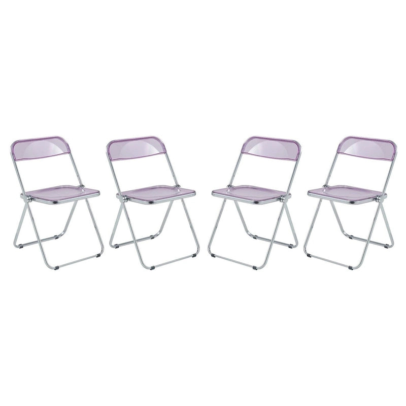 Acrylic Folding Dining Chair with Chrome Frame Set of 4 Lawrence Series by LeisureMod