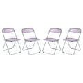 Acrylic Folding Dining Chair with Chrome Frame Set of 4 Lawrence Series by LeisureMod