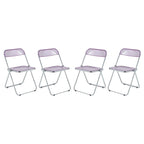 Acrylic Folding Dining Chair with Chrome Frame Set of 4 Lawrence Series by LeisureMod