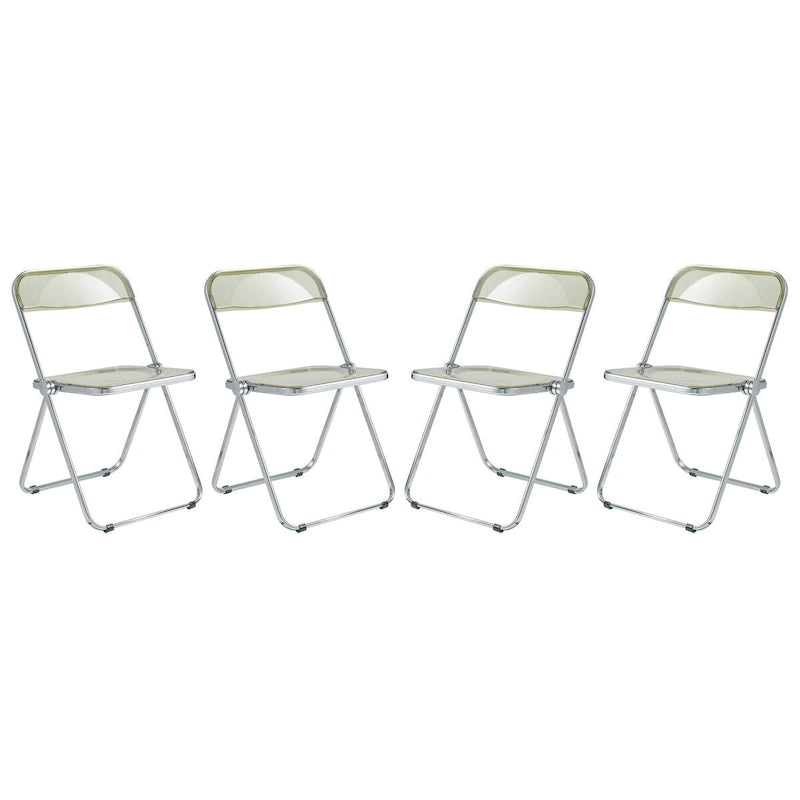 Acrylic Folding Dining Chair with Chrome Frame Set of 4 Lawrence Series by LeisureMod