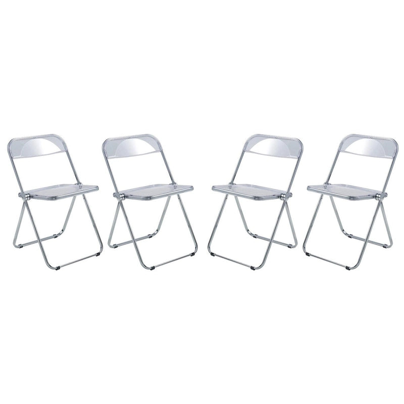 Acrylic Folding Dining Chair with Chrome Frame Set of 4 Lawrence Series by LeisureMod