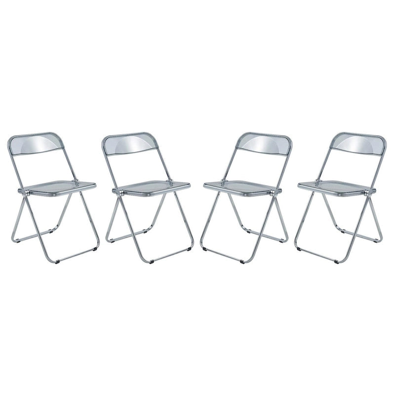 Acrylic Folding Dining Chair with Chrome Frame Set of 4 Lawrence Series by LeisureMod