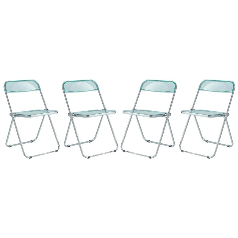 Acrylic Folding Dining Chair with Chrome Frame Set of 4 Lawrence Series by LeisureMod