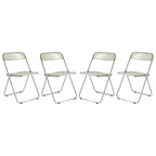 Acrylic Folding Dining Chair with Chrome Frame Set of 4 Lawrence Series by LeisureMod