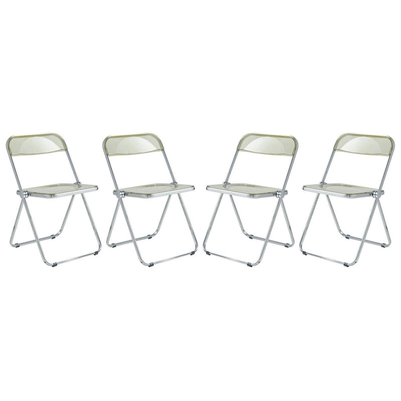 Acrylic Folding Dining Chair with Chrome Frame Set of 4 Lawrence Series by LeisureMod