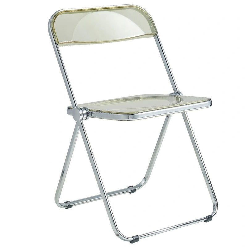 Acrylic Folding Dining Chair with Chrome Frame Set of 4 Lawrence Series by LeisureMod
