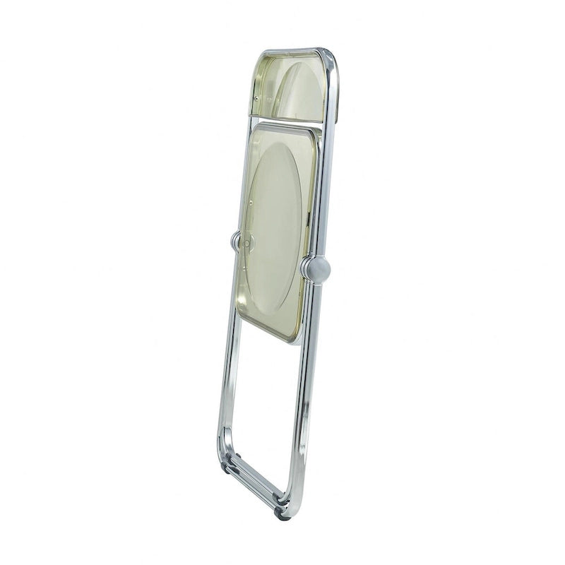 Acrylic Folding Dining Chair with Chrome Frame Set of 4 Lawrence Series by LeisureMod