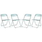 Acrylic Folding Dining Chair with Chrome Frame Set of 4 Lawrence Series by LeisureMod