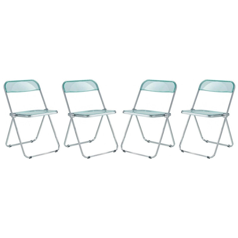 Acrylic Folding Dining Chair with Chrome Frame Set of 4 Lawrence Series by LeisureMod