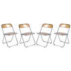 Acrylic Folding Dining Chair with Chrome Frame Set of 4 Lawrence Series by LeisureMod