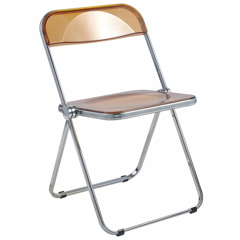 Acrylic Folding Dining Chair with Chrome Frame Set of 4 Lawrence Series by LeisureMod