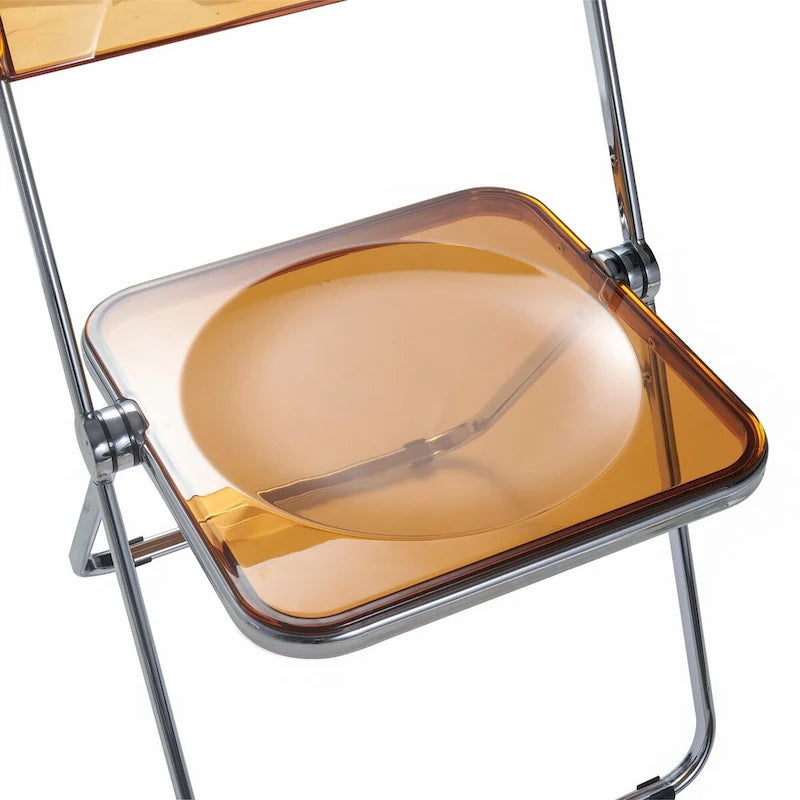 Acrylic Folding Dining Chair with Chrome Frame Set of 4 Lawrence Series by LeisureMod