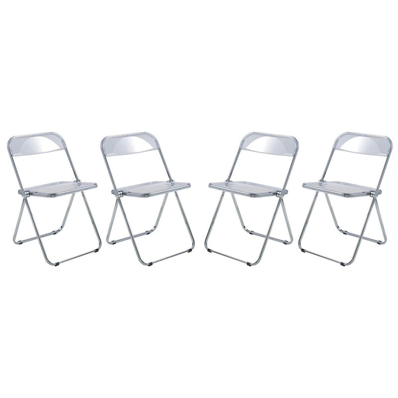 Acrylic Folding Dining Chair with Chrome Frame Set of 4 Lawrence Series by LeisureMod