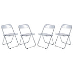 Acrylic Folding Dining Chair with Chrome Frame Set of 4 Lawrence Series by LeisureMod