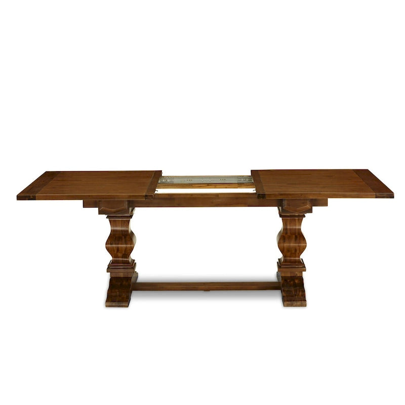 East West Furniture 11 Piece Dining Set- a Dining Table and 10 Light Sable Linen Fabric Chairs(Finish Options)