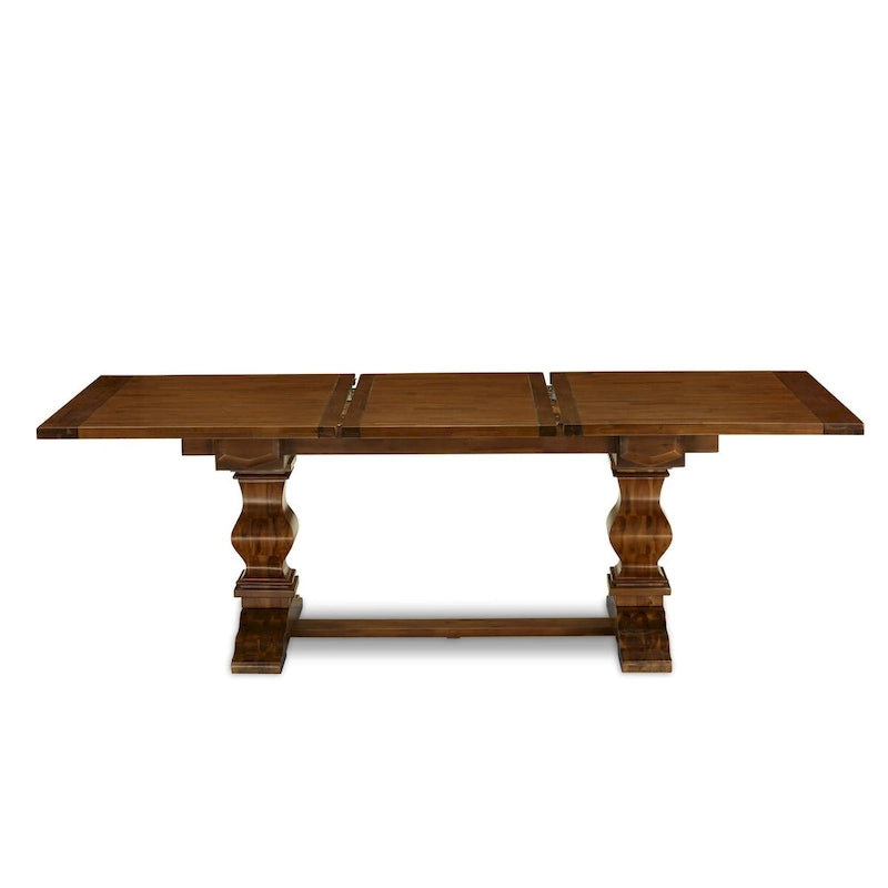 East West Furniture 11 Piece Dining Set- a Dining Table and 10 Light Sable Linen Fabric Chairs(Finish Options)
