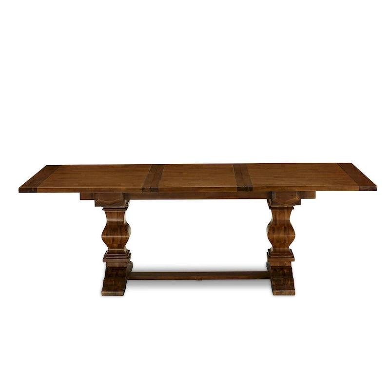 East West Furniture 11 Piece Dining Set- a Dining Table and 10 Light Sable Linen Fabric Chairs(Finish Options)
