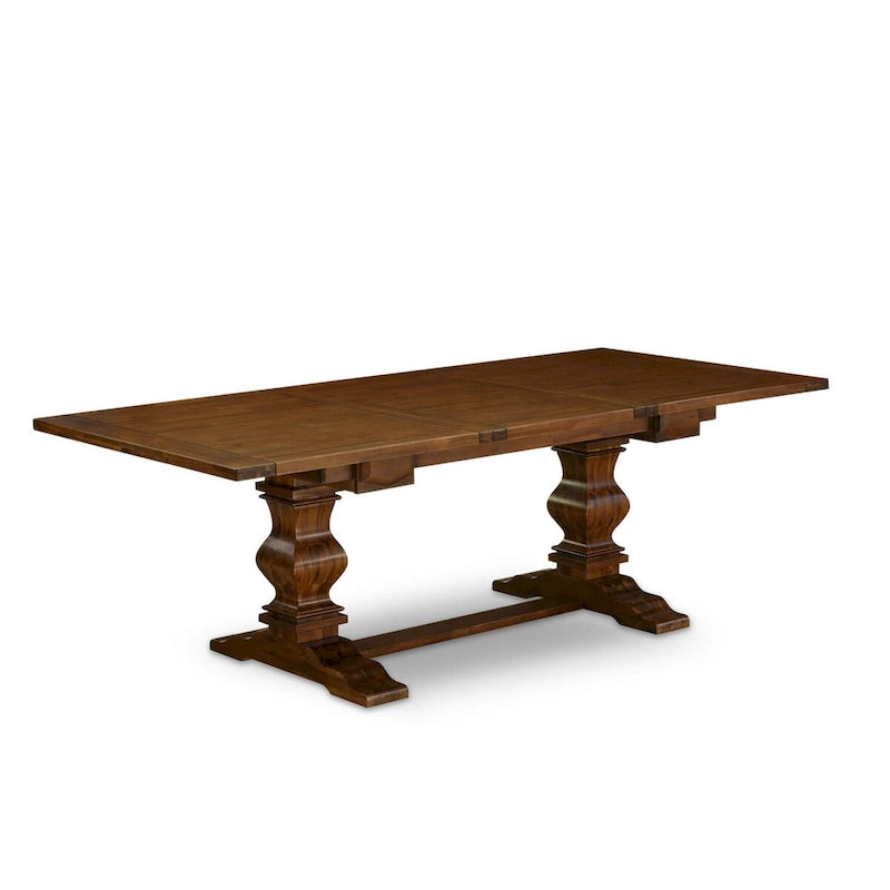 East West Furniture 11 Piece Dining Set- a Dining Table and 10 Light Sable Linen Fabric Chairs(Finish Options)