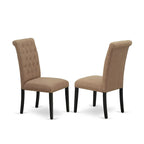 East West Furniture 11 Piece Dining Set- a Dining Table and 10 Light Sable Linen Fabric Chairs(Finish Options)